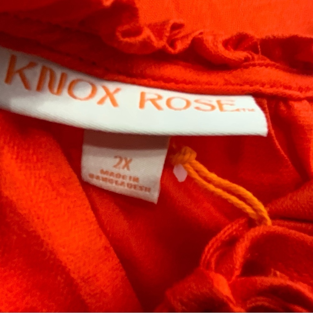 Knox Rose Short sleeve Tie Collar Tunic Blouse. In Warm Orange. Size 2XL.(NWT). - Picture 3 of 8